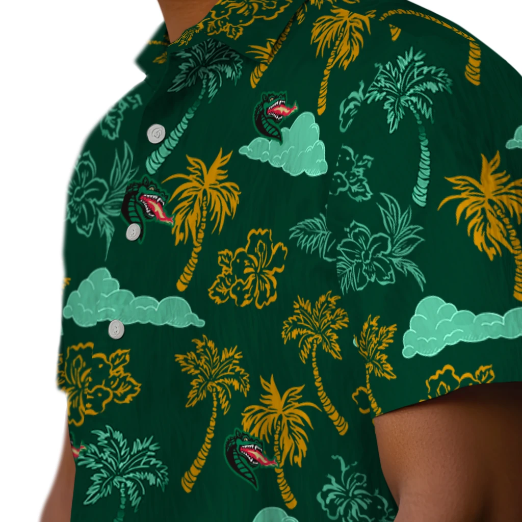 UAB Blazers Hawaiian Shirt - Palm And Clouds uab blazers palm and clouds green hawaiian shirts trendy