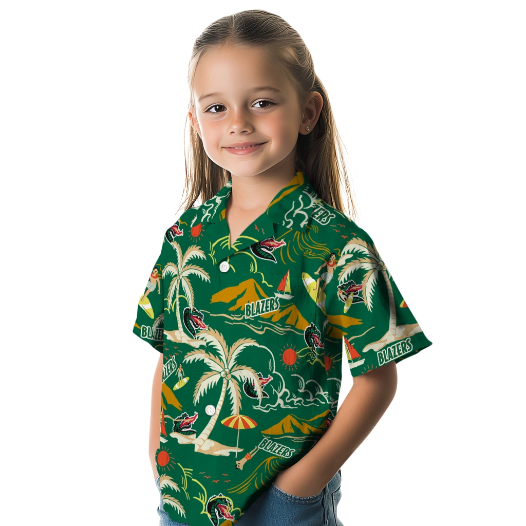 UAB Blazers Hawaiian Shirt - Palm Tree Island uab blazers palm tree island green hawaiian shirts premium grade