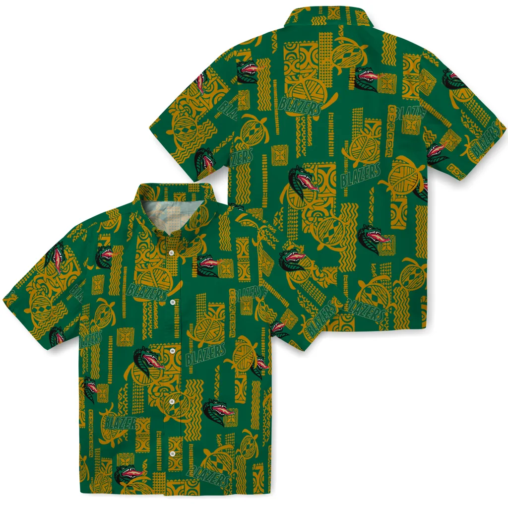 UAB Blazers Hawaiian Shirt - Turtle Lines uab blazers turtle lines green hawaiian shirts high quality