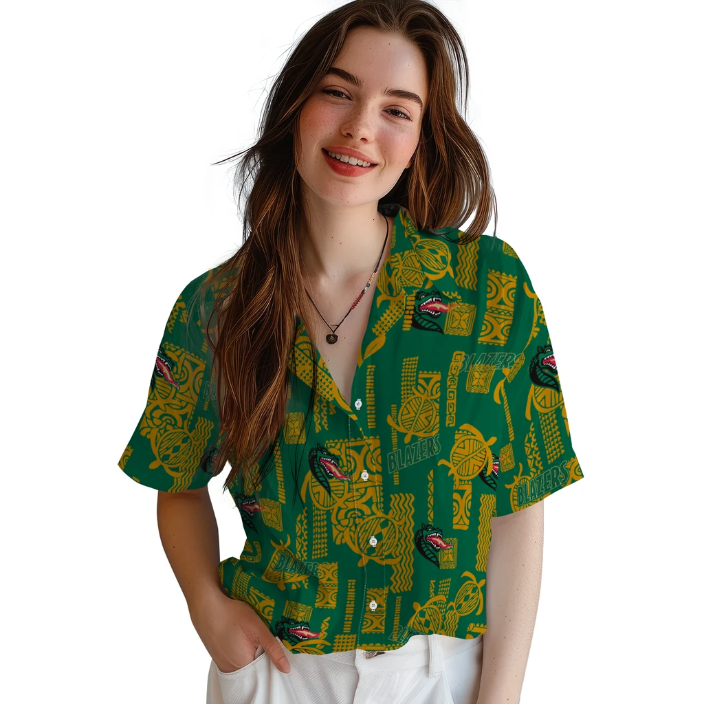 UAB Blazers Hawaiian Shirt - Turtle Lines uab blazers turtle lines green hawaiian shirts latest model