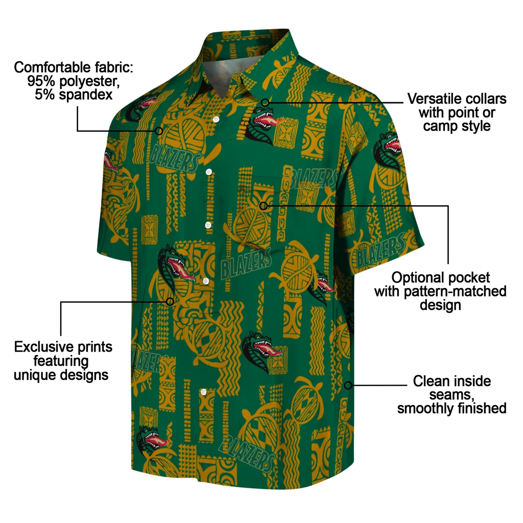 UAB Blazers Hawaiian Shirt - Turtle Lines uab blazers turtle lines green hawaiian shirts new arrival