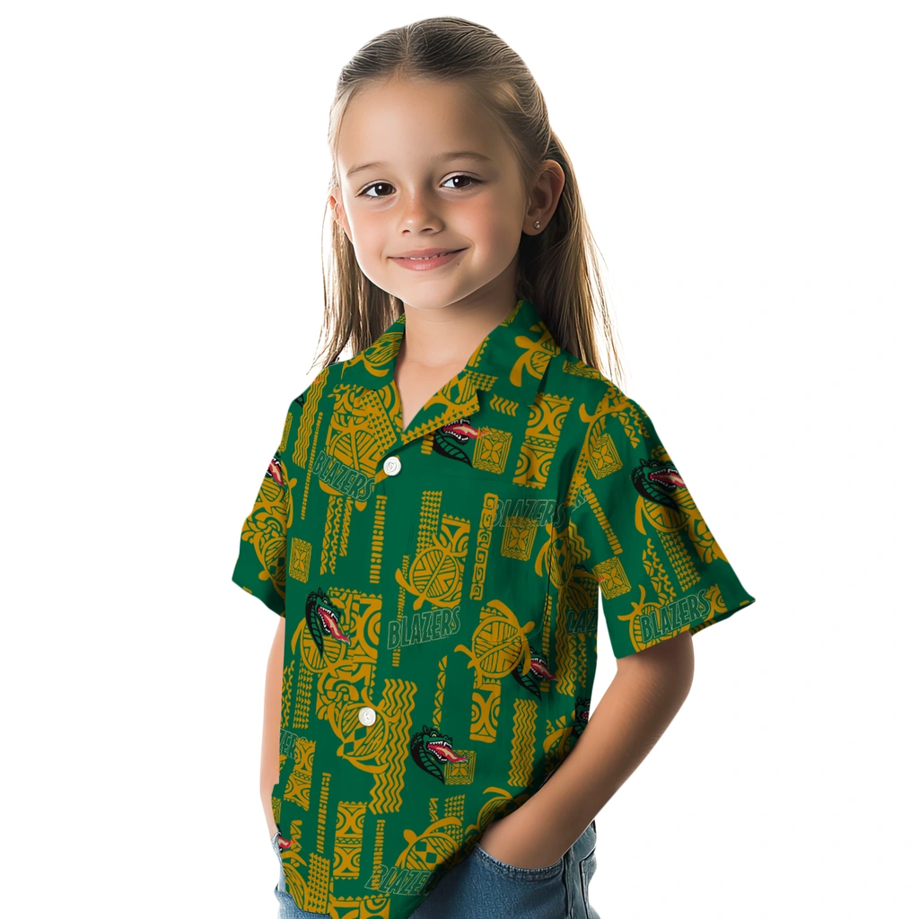 UAB Blazers Hawaiian Shirt - Turtle Lines uab blazers turtle lines green hawaiian shirts premium grade