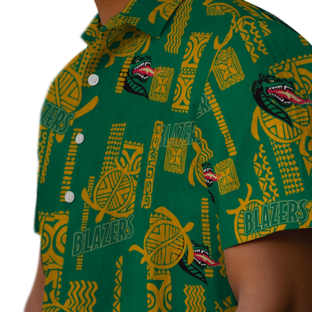 UAB Blazers Hawaiian Shirt - Turtle Lines uab blazers turtle lines green hawaiian shirts trendy