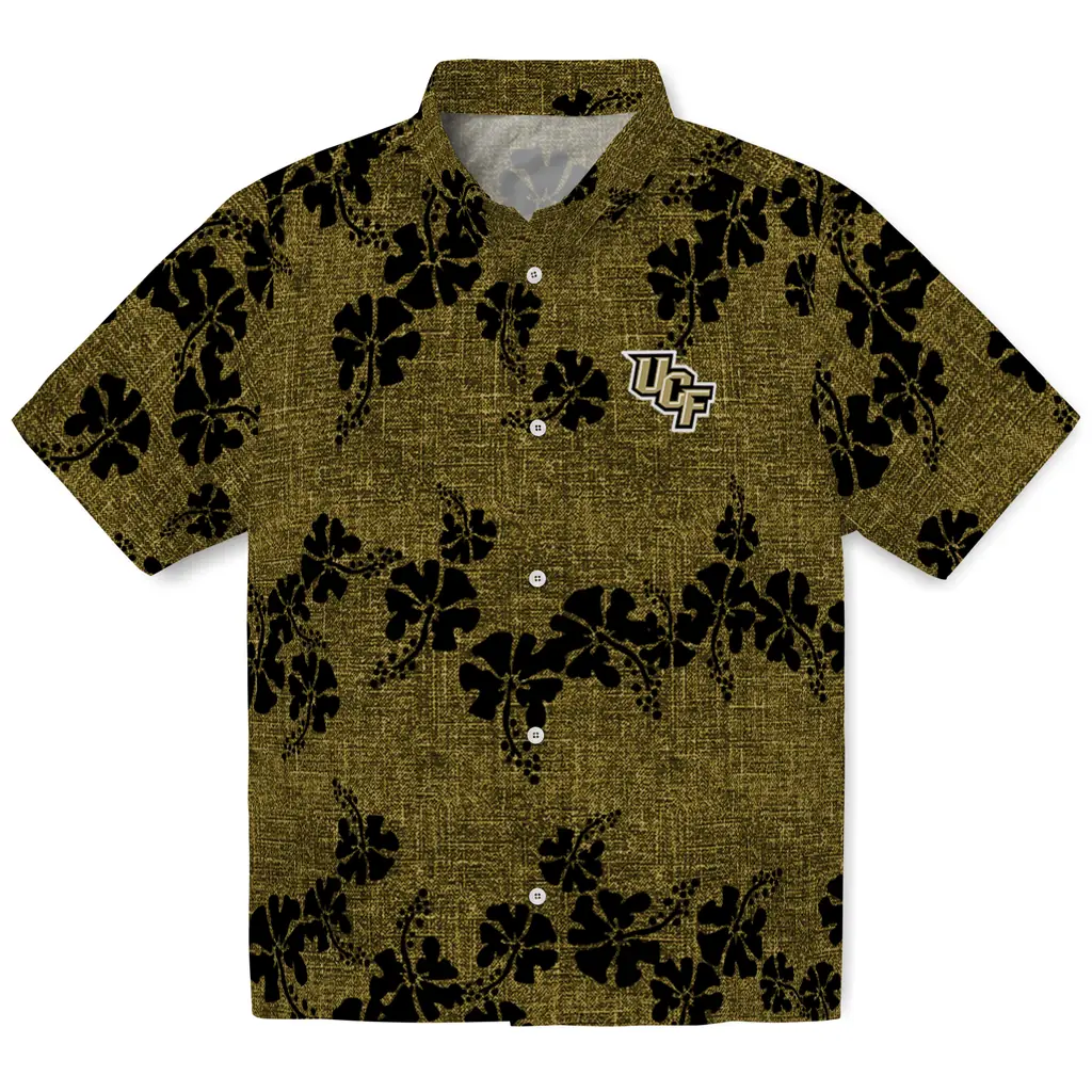UCF Knights Hawaiian Shirt - 50th State Flower ucf knights hibiscus petals gold hawaiian shirts best selling