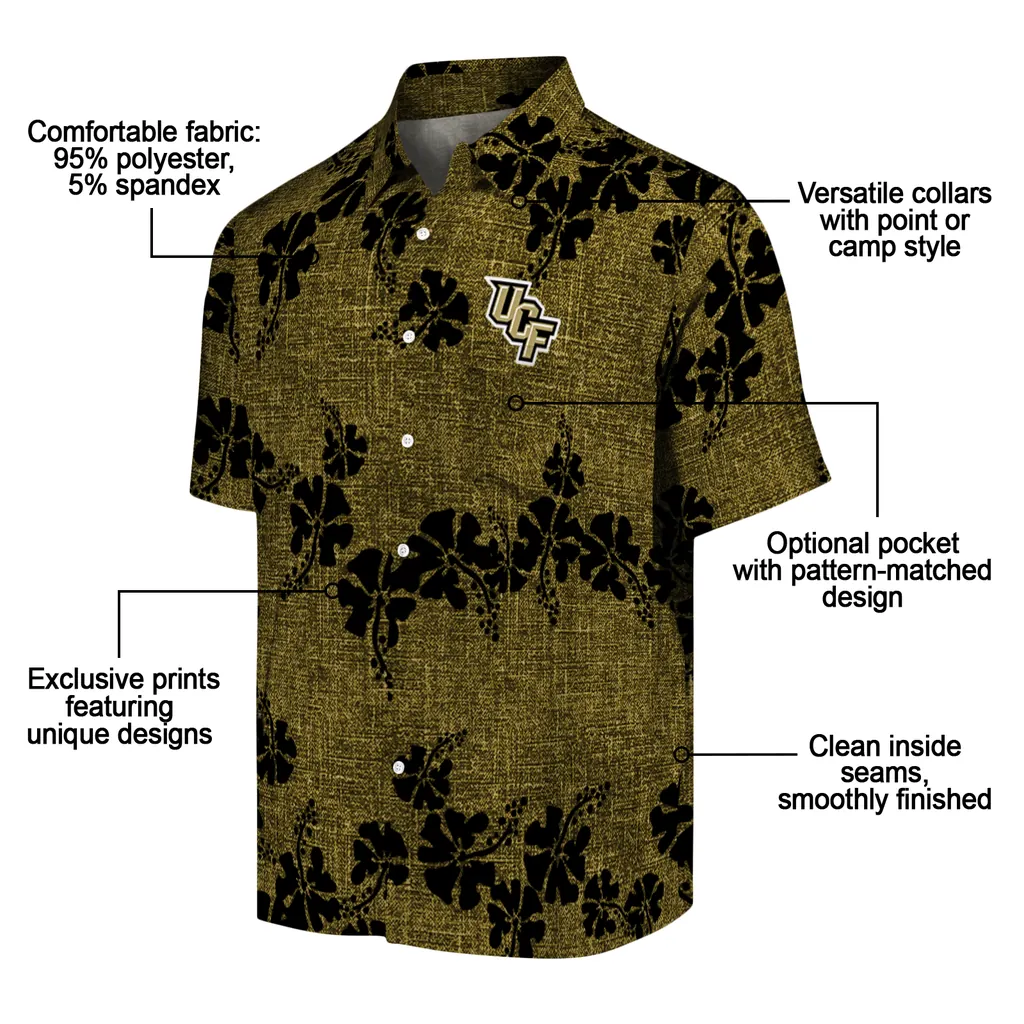 UCF Knights Hawaiian Shirt - 50th State Flower ucf knights hibiscus petals gold hawaiian shirts new arrival