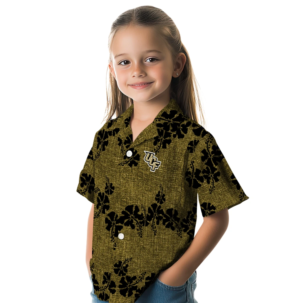 UCF Knights Hawaiian Shirt - 50th State Flower ucf knights hibiscus petals gold hawaiian shirts premium grade