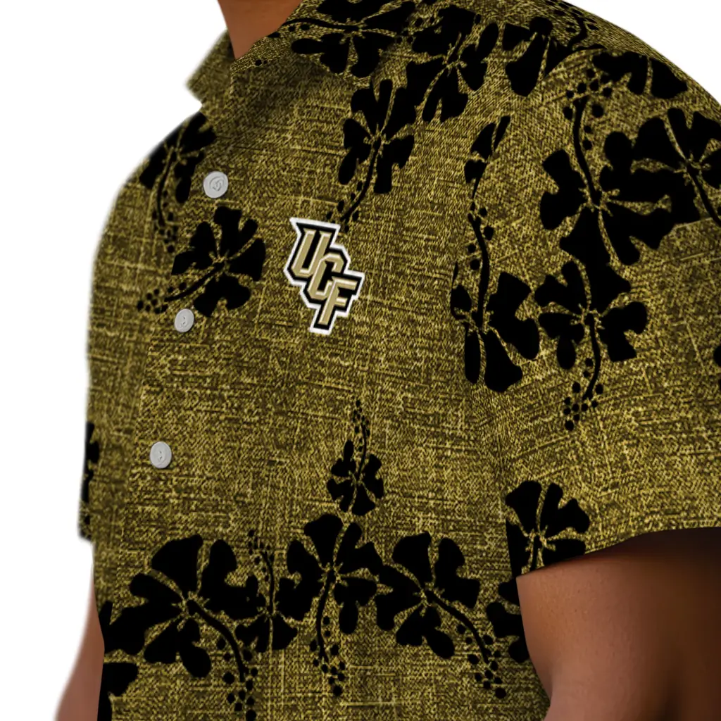 UCF Knights Hawaiian Shirt - 50th State Flower ucf knights hibiscus petals gold hawaiian shirts trendy