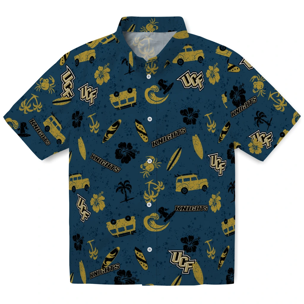 UCF Knights Hawaiian Shirt - Beach Vibe ucf knights beach vibe navy hawaiian shirts best selling