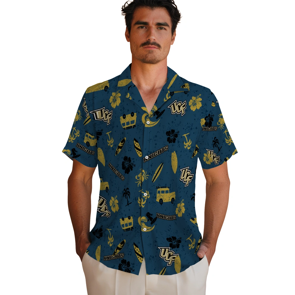 UCF Knights Hawaiian Shirt - Beach Vibe ucf knights beach vibe navy hawaiian shirts fashion forward