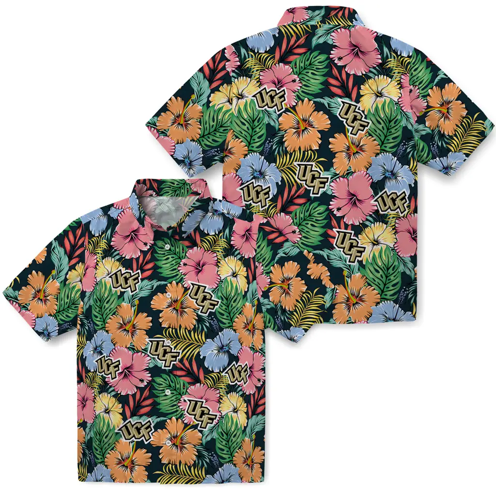 UCF Knights Hawaiian Shirt - Brilliant Hibiscus Garden ucf knights brilliant hibiscus garden hawaiian shirts high quality