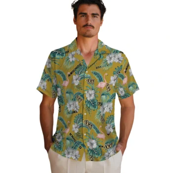 ucf knights flamingo palms gold hawaiian shirts fashion forward