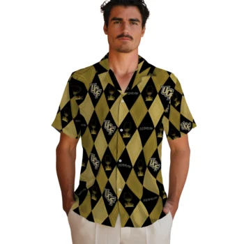 ucf knights balloon plaid gold hawaiian shirts fashion forward
