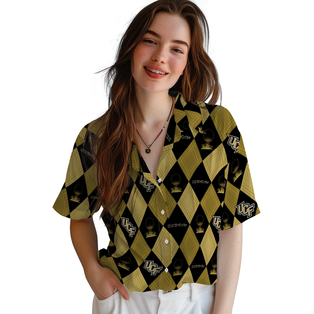 UCF Knights Hawaiian Shirt - Golfing Plaid ucf knights balloon plaid gold hawaiian shirts latest model