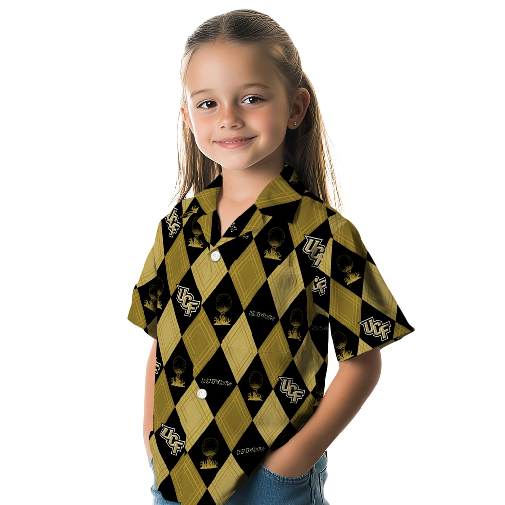 UCF Knights Hawaiian Shirt - Golfing Plaid ucf knights balloon plaid gold hawaiian shirts premium grade