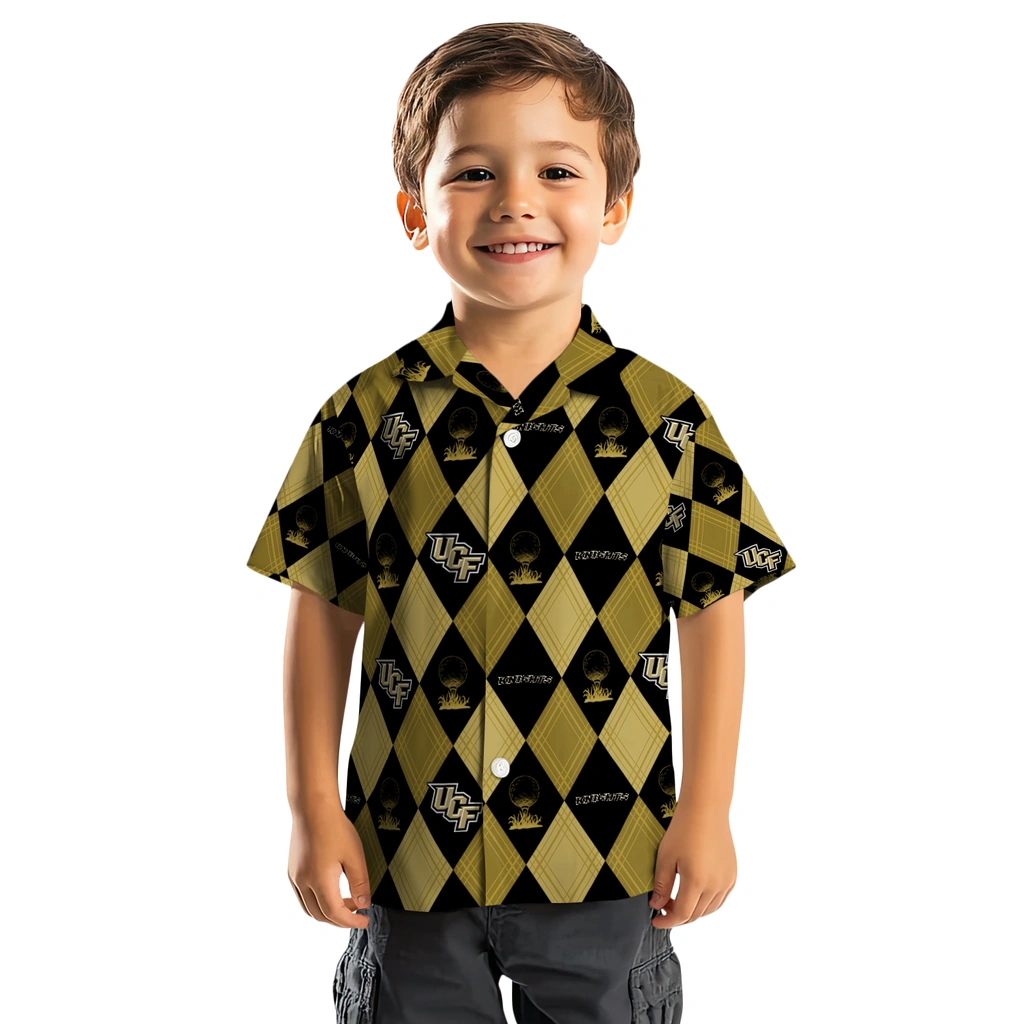 UCF Knights Hawaiian Shirt - Golfing Plaid ucf knights balloon plaid gold hawaiian shirts top rated