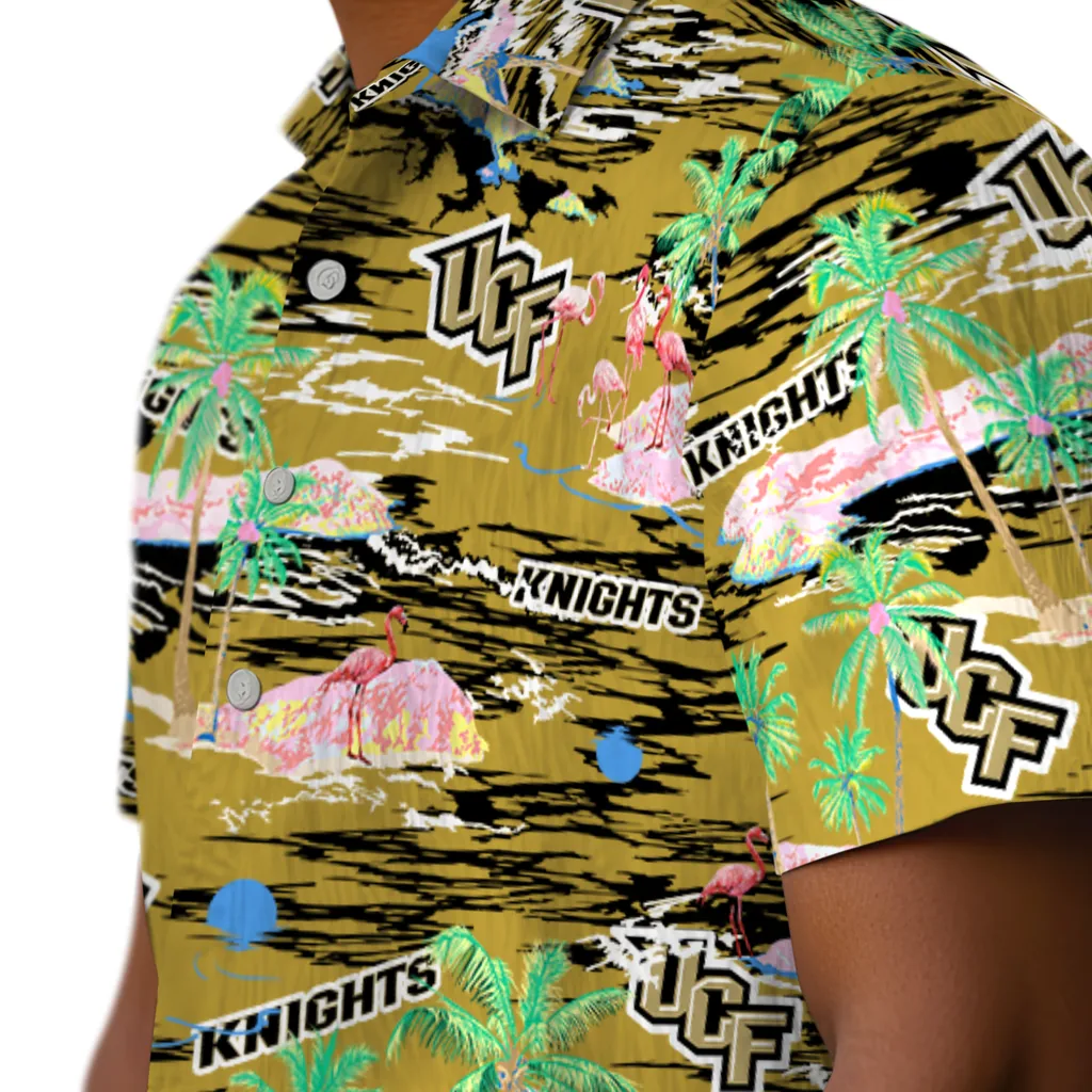 UCF Knights Hawaiian Shirt - Hawaii Island ucf knights flamingo retreat gold hawaiian shirts trendy