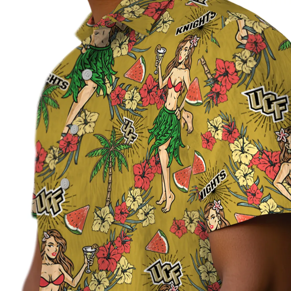 UCF Knights Hawaiian Shirt - Hawaiian Girls Design ucf knights hawaiian girls design gold hawaiian shirts trendy