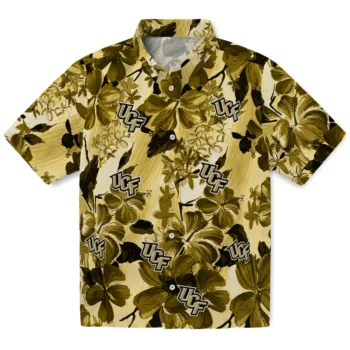 ucf knights hibiscus arrangement gold hawaiian shirts best selling