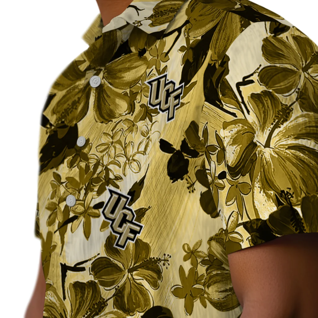 UCF Knights Hawaiian Shirt - Hibiscus Arrangement ucf knights hibiscus arrangement gold hawaiian shirts trendy