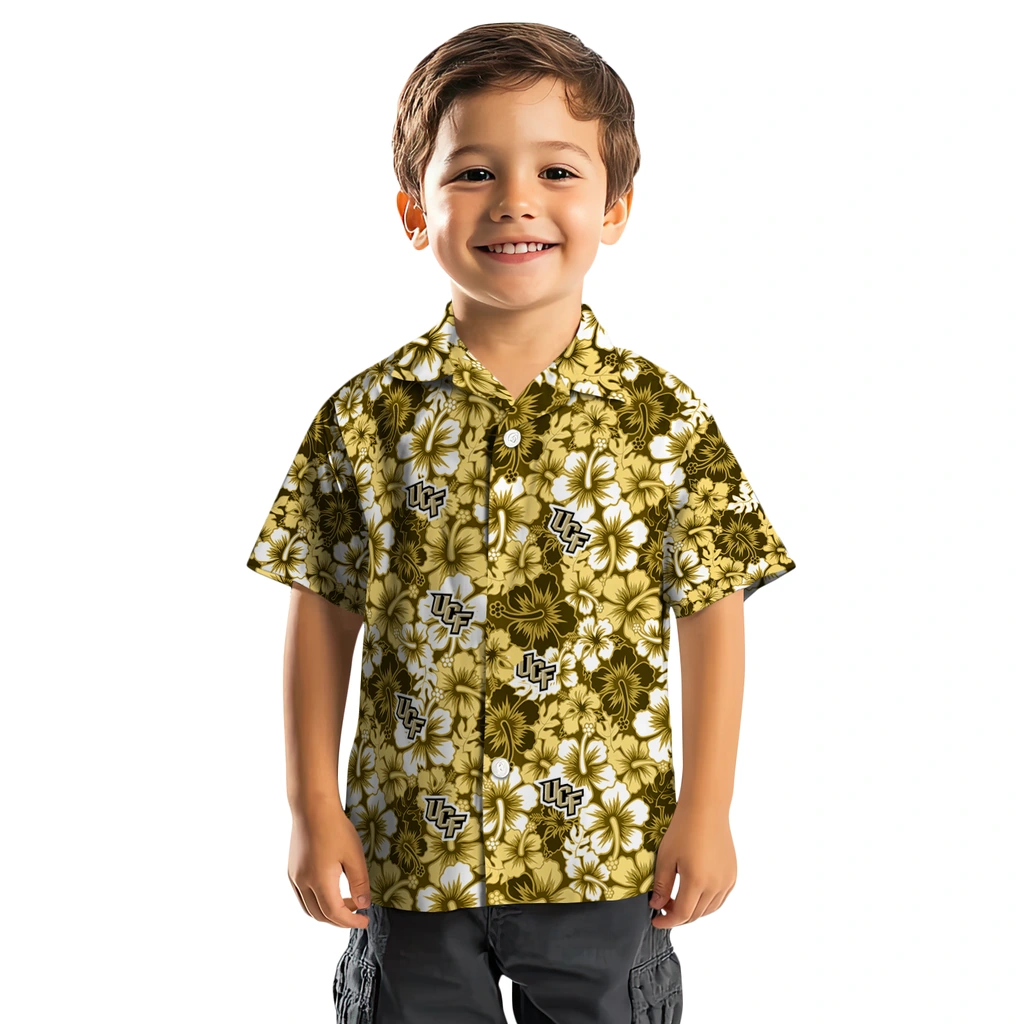 UCF Knights Hawaiian Shirt - Hibiscus Blooms ucf knights hibiscus blooms gold hawaiian shirts top rated