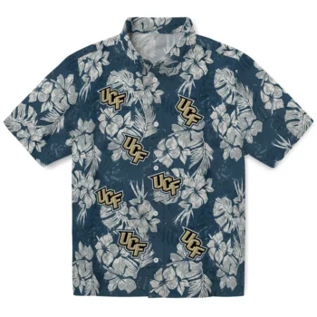 ucf knights hibiscus flowers navy blue hawaiian shirts best selling