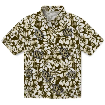 ucf knights hibiscus motif gold white hawaiian shirts best selling