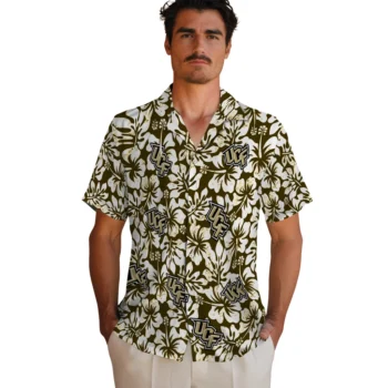 ucf knights hibiscus motif gold white hawaiian shirts fashion forward