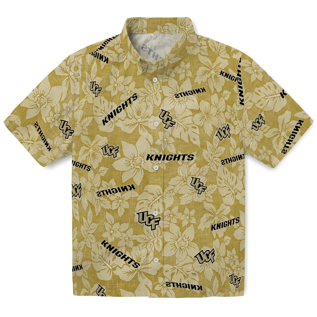 UCF Knights Hawaiian Shirt - Hibiscus Oasis ucf knights hibiscus oasis gold hawaiian shirts best selling