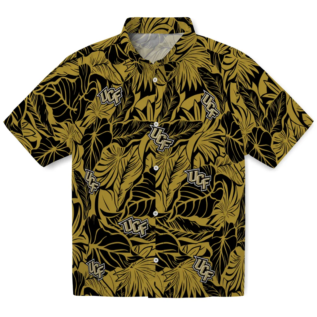 UCF Knights Hawaiian Shirt - Monstera Layer ucf knights monstera layer gold hawaiian shirts best selling