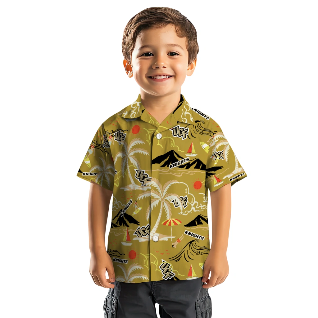UCF Knights Hawaiian Shirt - Palm Tree Island ucf knights palm tree island gold hawaiian shirts top rated