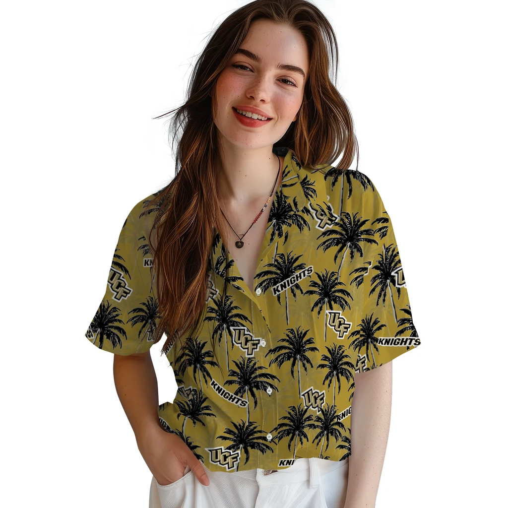 UCF Knights Hawaiian Shirt - Palm Tree Motif ucf knights palm grove gold hawaiian shirts latest model