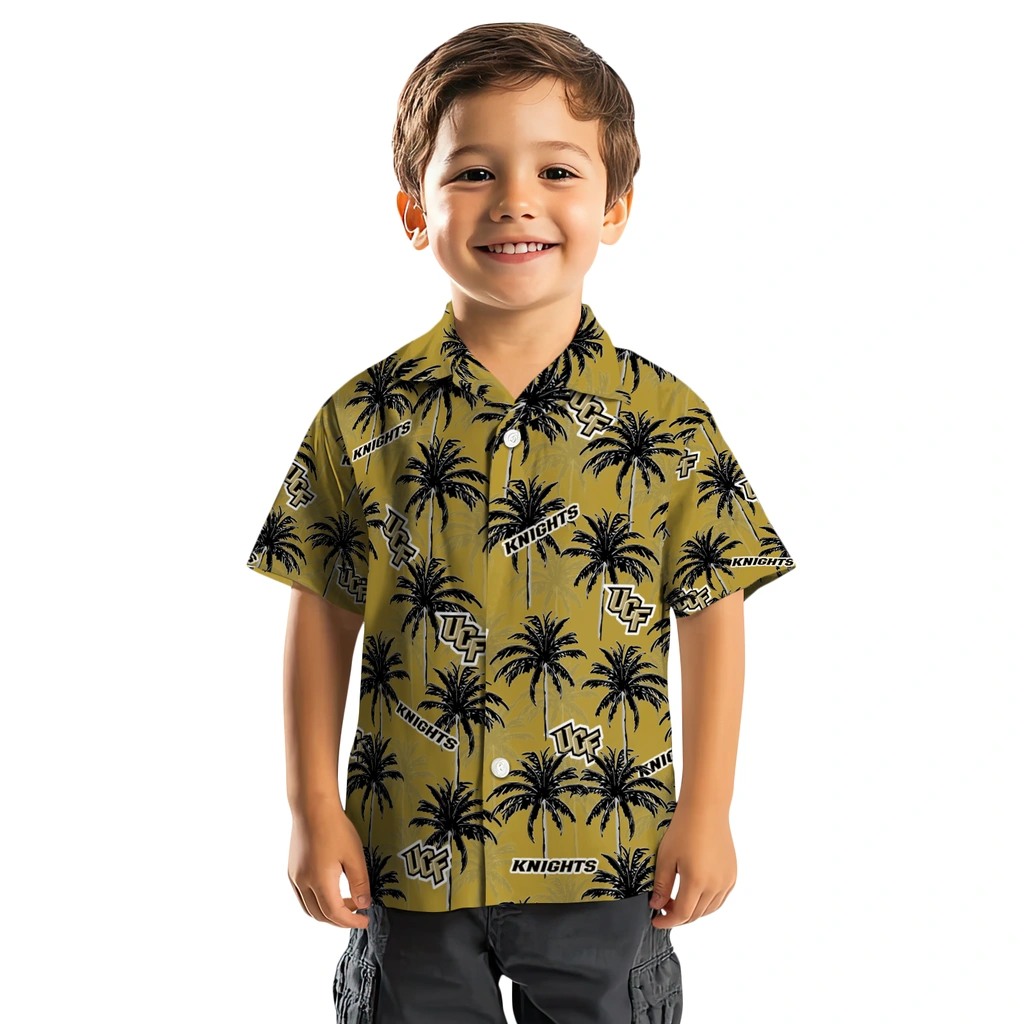 UCF Knights Hawaiian Shirt - Palm Tree Motif ucf knights palm grove gold hawaiian shirts top rated