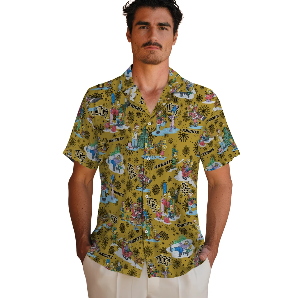 UCF Knights Hawaiian Shirt - Simpsons Christmas ucf knights simpsons christmas gold hawaiian shirts fashion forward