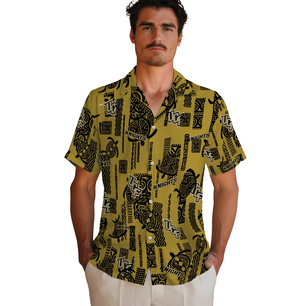 UCF Knights Hawaiian Shirt - Turtle Lines ucf knights turtle lines gold hawaiian shirts fashion forward