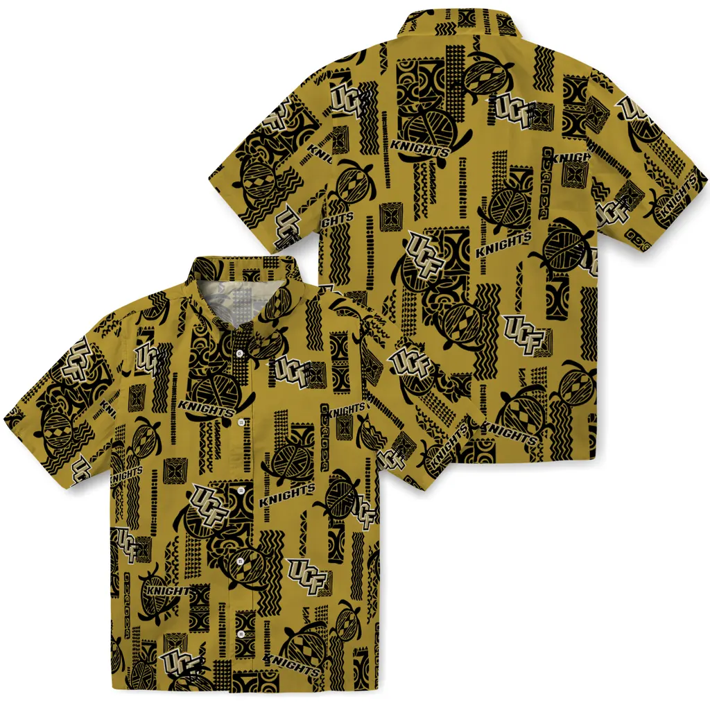 UCF Knights Hawaiian Shirt - Turtle Lines ucf knights turtle lines gold hawaiian shirts high quality