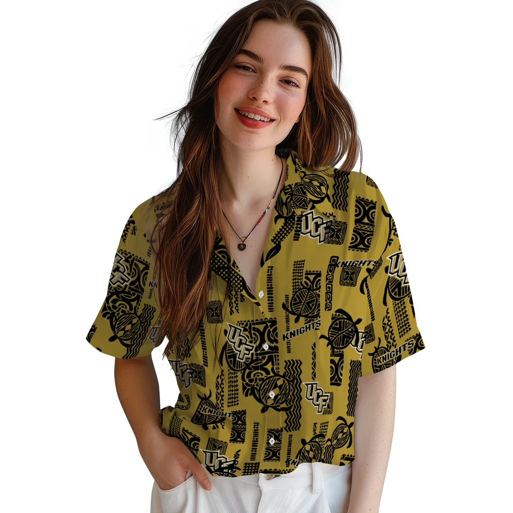 UCF Knights Hawaiian Shirt - Turtle Lines ucf knights turtle lines gold hawaiian shirts latest model