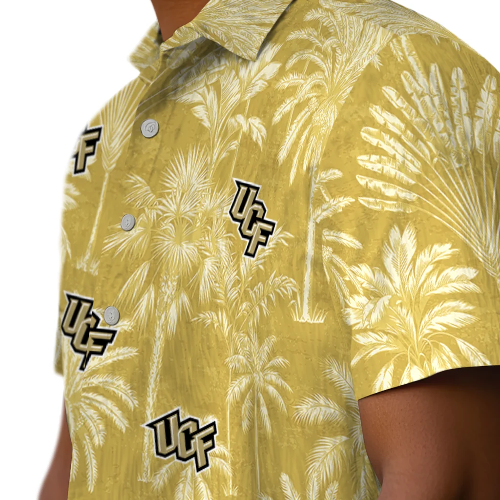 UCF Knights Hawaiian Shirt - Vintage Palm Tree ucf knights palm shadows gold hawaiian shirts trendy
