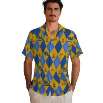 ucla bruins balloon plaid blue hawaiian shirts fashion forward