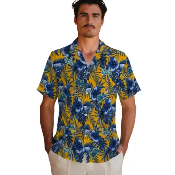 ucla bruins hibiscus exotic blue hawaiian shirts fashion forward