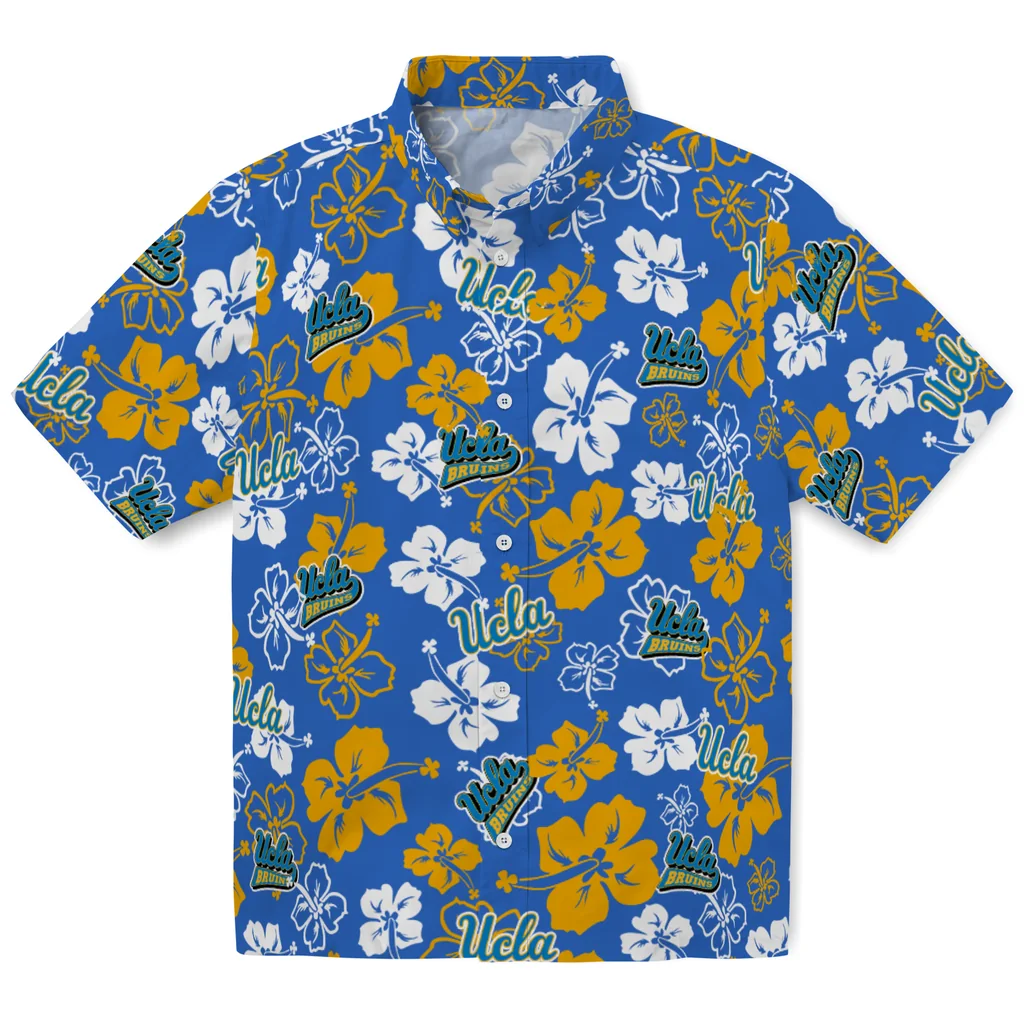 UCLA Bruins Hawaiian Shirt - Hibiscus Flower Design ucla bruins hibiscus bloom blue hawaiian shirts best selling