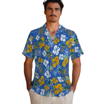ucla bruins hibiscus bloom blue hawaiian shirts fashion forward