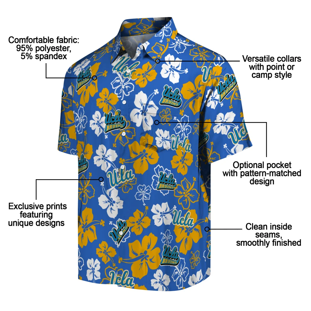 UCLA Bruins Hawaiian Shirt - Hibiscus Flower Design ucla bruins hibiscus bloom blue hawaiian shirts new arrival