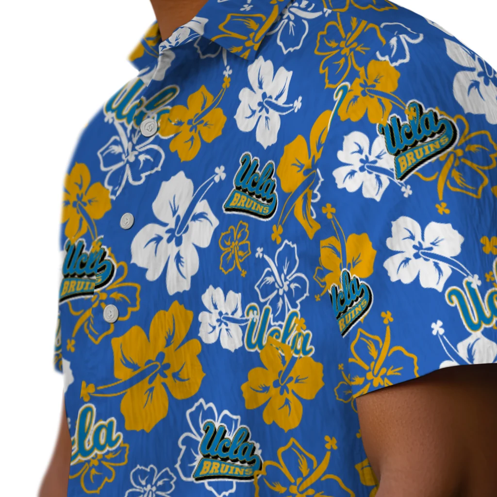 UCLA Bruins Hawaiian Shirt - Hibiscus Flower Design ucla bruins hibiscus bloom blue hawaiian shirts trendy