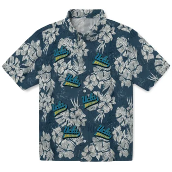 ucla bruins hibiscus flowers navy blue hawaiian shirts best selling