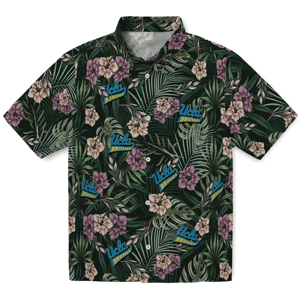 UCLA Bruins Hawaiian Shirt - Hibiscus Leaves Pattern ucla bruins hibiscus leaves pattern green hawaiian shirts best selling