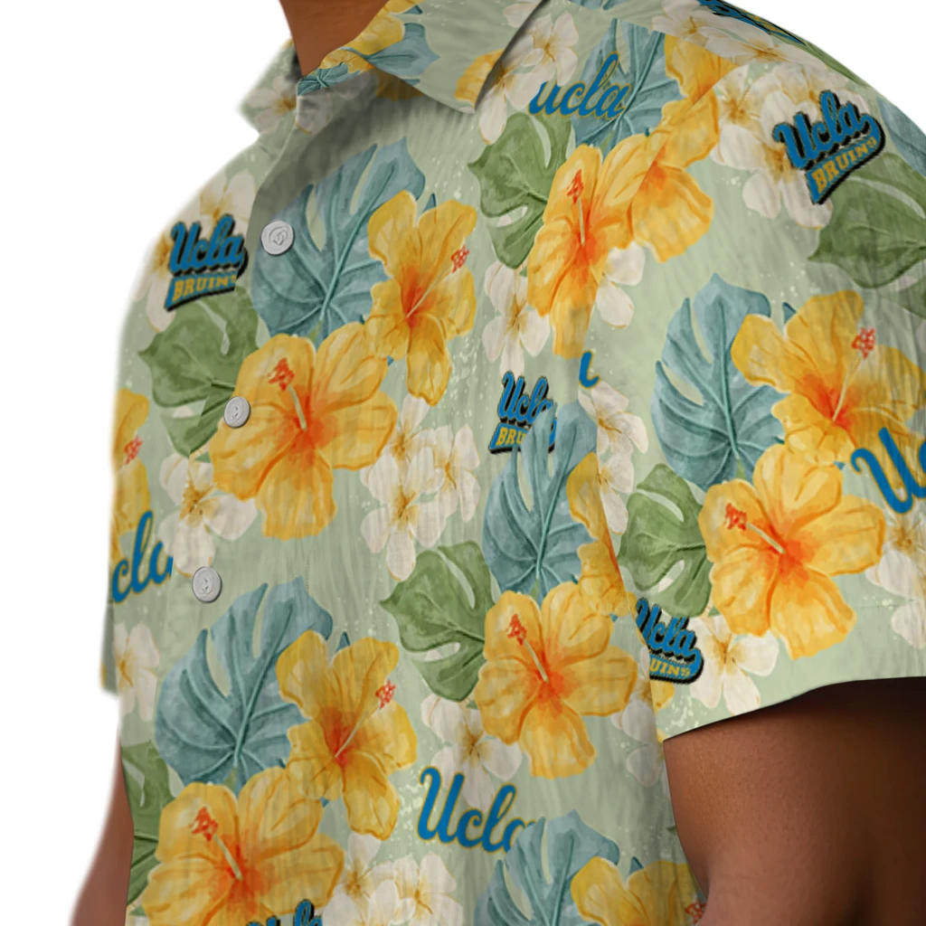 UCLA Bruins Hawaiian Shirt - Hibiscus Mood ucla bruins hibiscus mood pale lime yellow hawaiian shirts trendy