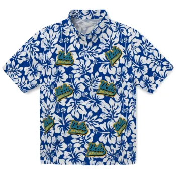 ucla bruins hibiscus motif blue white hawaiian shirts best selling
