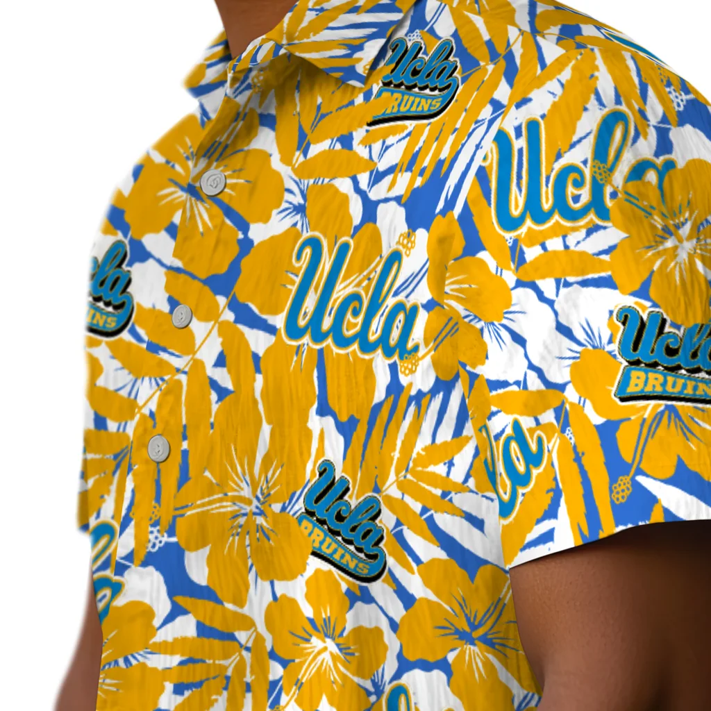 UCLA Bruins Hawaiian Shirt - Hibiscus Overlay ucla bruins hibiscus overlay hawaiian shirts trendy