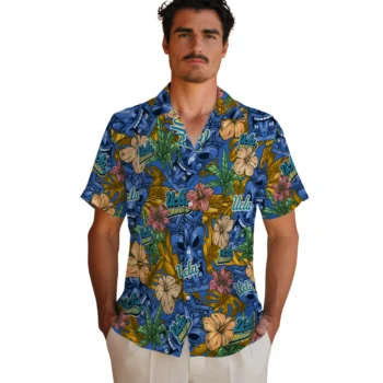 ucla bruins tiki jungle blue hawaiian shirts fashion forward