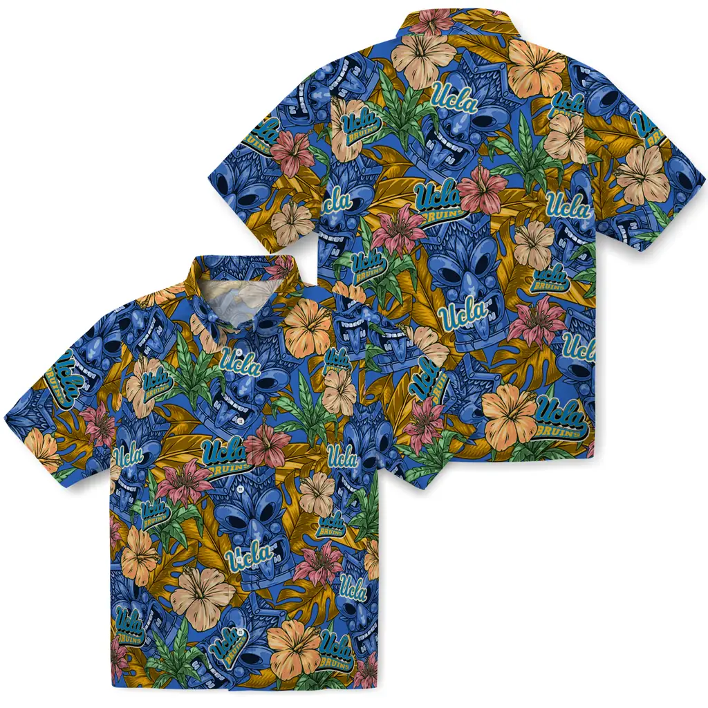 UCLA Bruins Hawaiian Shirt - Hibiscus Tiki Jungle ucla bruins tiki jungle blue hawaiian shirts high quality